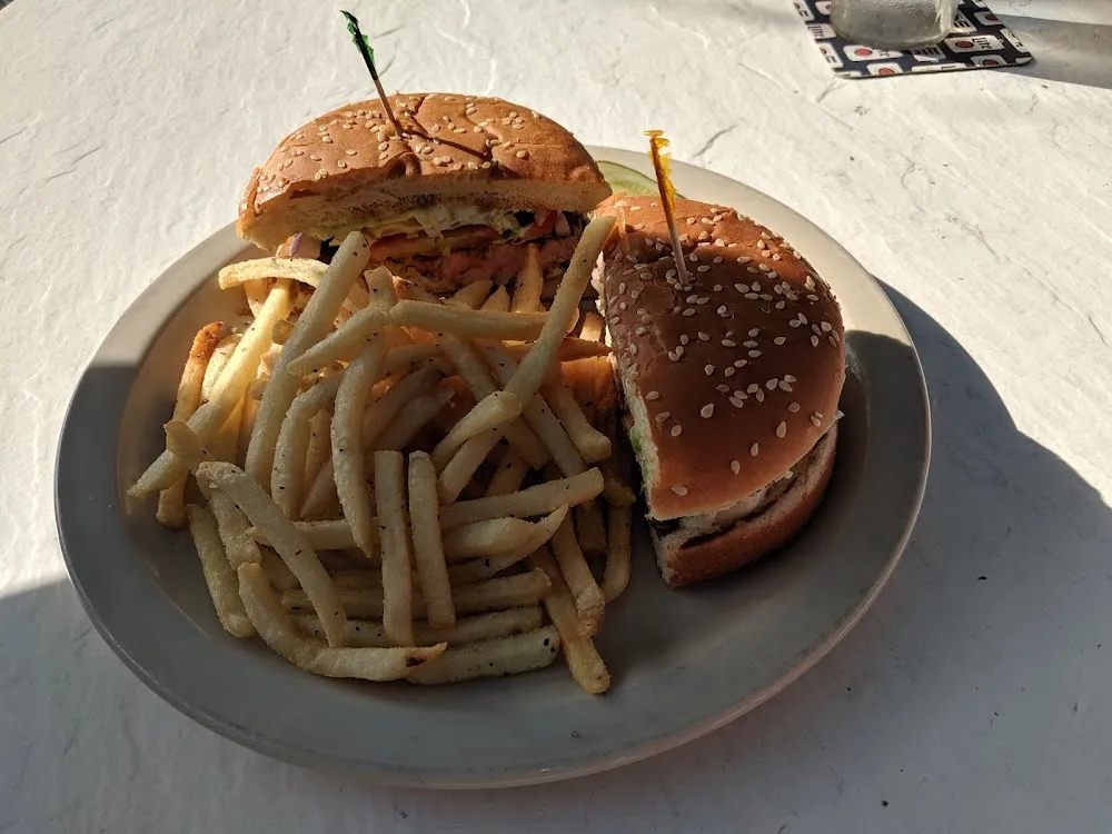 Flounder Sandwich and Fries